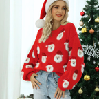 Santa Faces Women's Christmas Jumper - Red