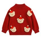 3D Festive Teddy Kids Christmas Jumper - Ivory