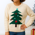 Christmas Tree Womens Christmas Jumper - Cream