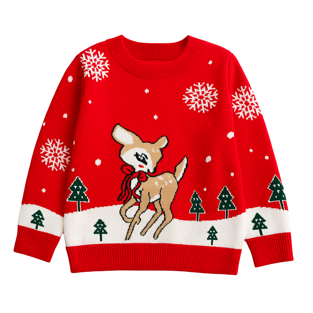 Deer in the snow - Red