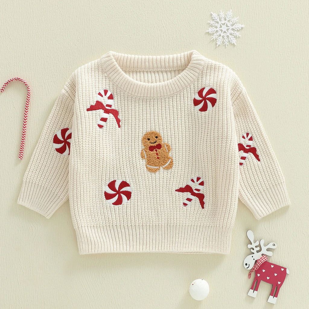 Gingerbread man & Candy Cane toddler Christmas Jumper front
