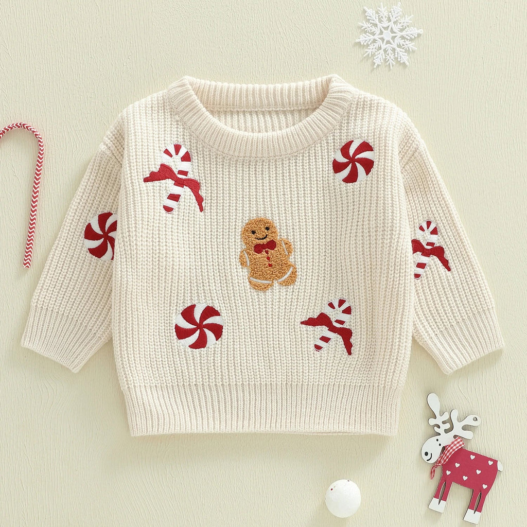 Gingerbread man & Candy Cane toddler Christmas Jumper front