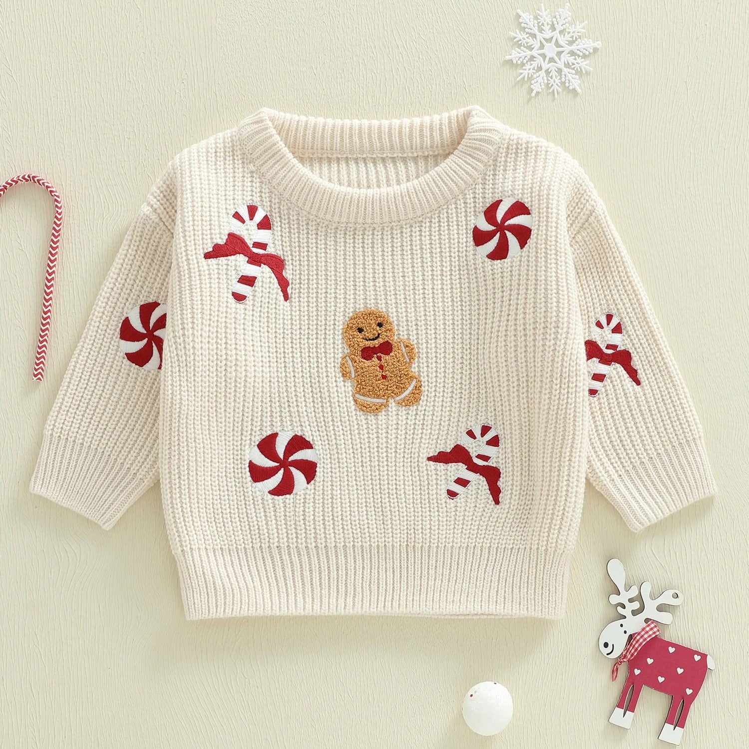 Gingerbread man & Candy Cane toddler Christmas Jumper front