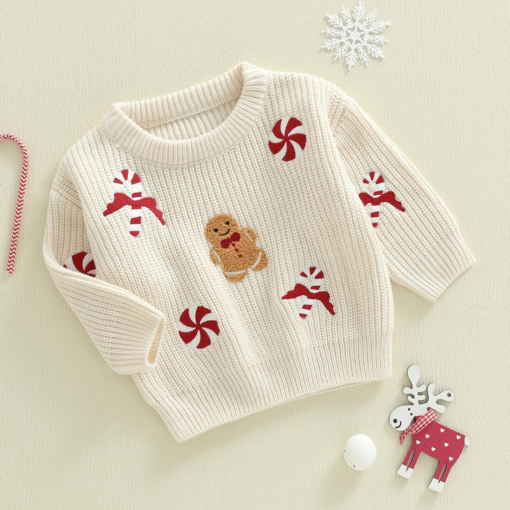 Gingerbread man & Candy Cane toddler Christmas Jumper front3