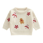 Gingerbread man & Candy Cane toddler Christmas Jumper front on white background