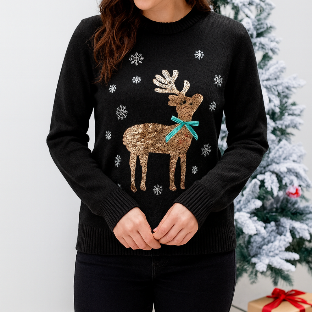 Glitter Deer Womens' Christmas Jumper