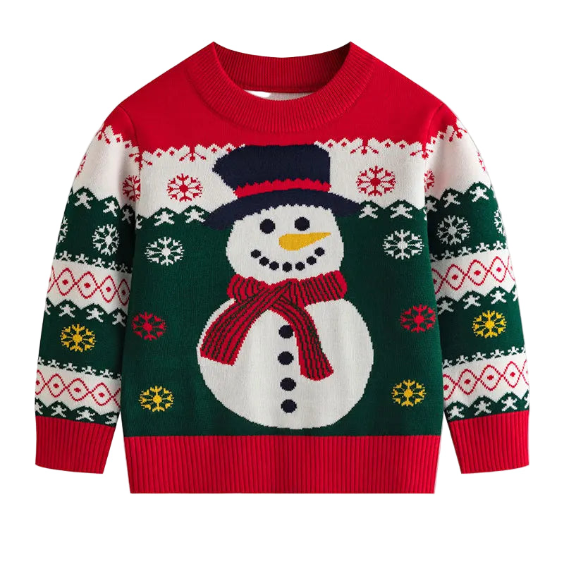 Christmas sweater with a snowman design on a white background