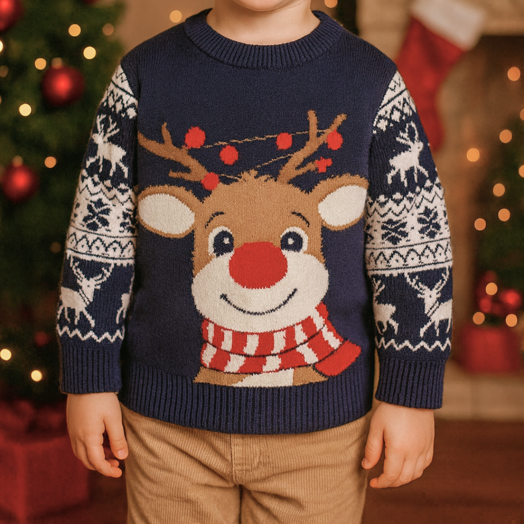 Smiling Rudolf - Kids' Christmas Jumper