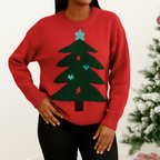 Christmas Tree Womens Christmas Jumper - Red