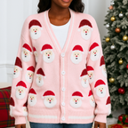 Santa Faces Women's Christmas Cardigan