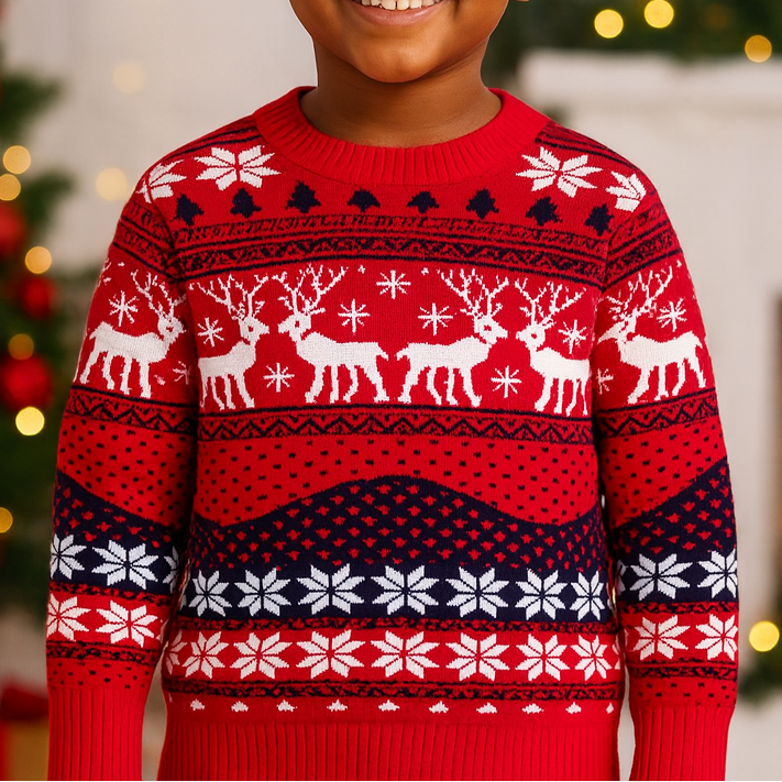 Child wearing Reindeer Fair Isle - Kids Christmas Jumper