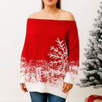 Off the shoulder Snowflake Christmas Jumper