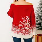 Off the shoulder Snowflake Christmas Jumper 6