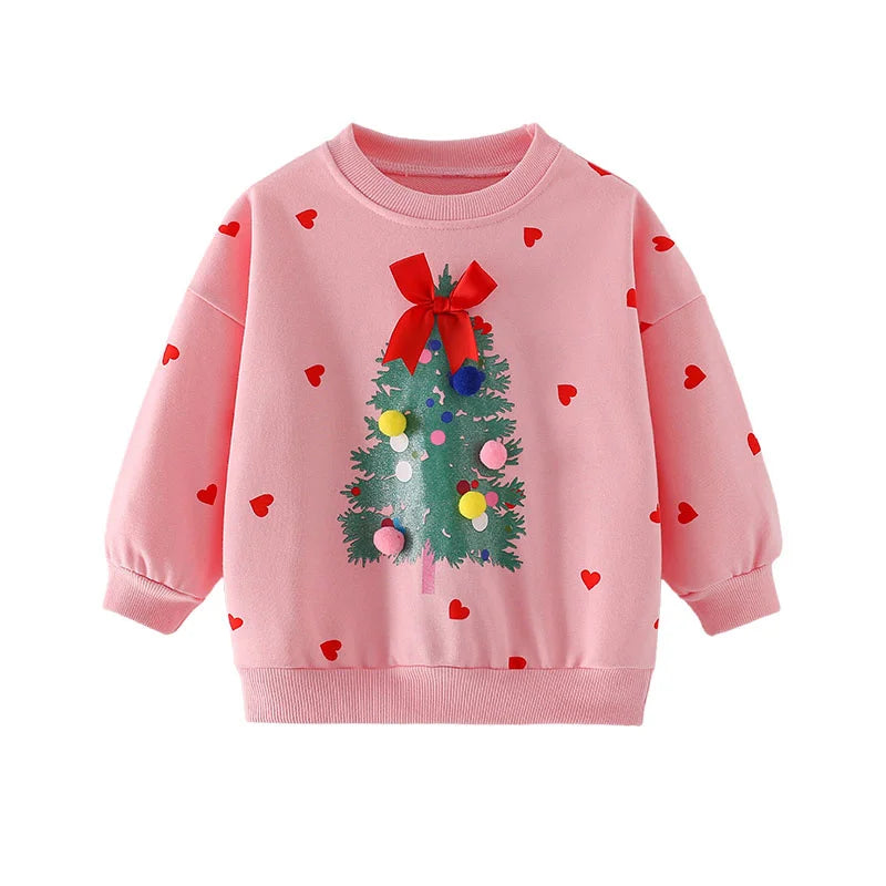 Pompom Christmas Tree Kids jumper - White background