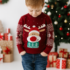Child wearing Rudolf Santa Kids' Christmas Jumper