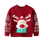 Red Christmas sweater with reindeer design on a white background