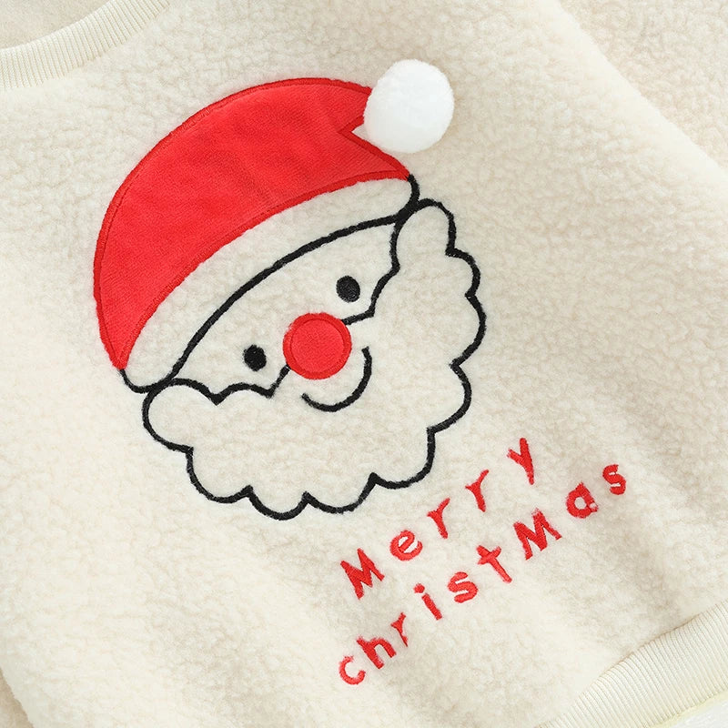 Fluffy Smiling Santa Kids' Christmas Jumper