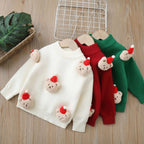 3D Festive Teddy Kids Christmas Jumper - Ivory