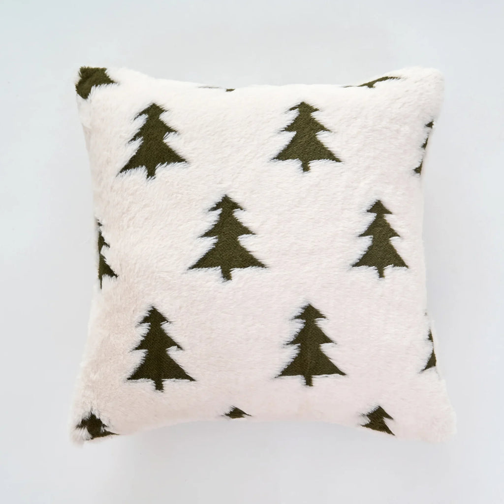 Plush Fir Trees Christmas Cushion Cover