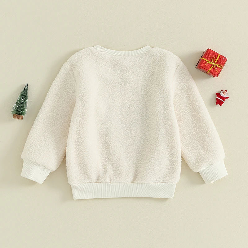 Fluffy Smiling Santa Kids' Christmas Jumper