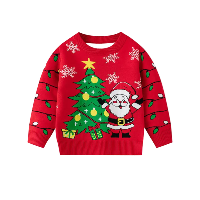 Santa By The Tree Kids' Christmas Jumper