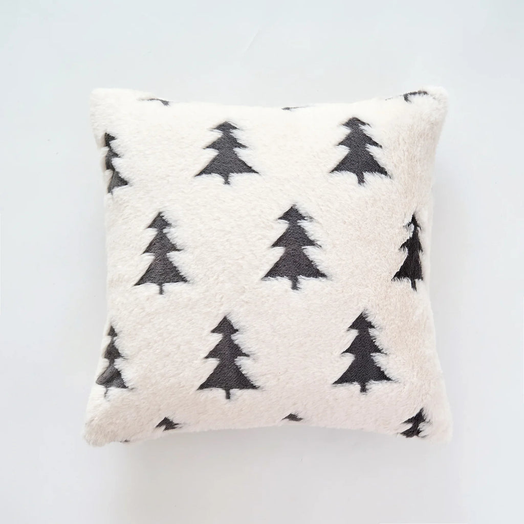 Plush Fir Trees Christmas Cushion Cover