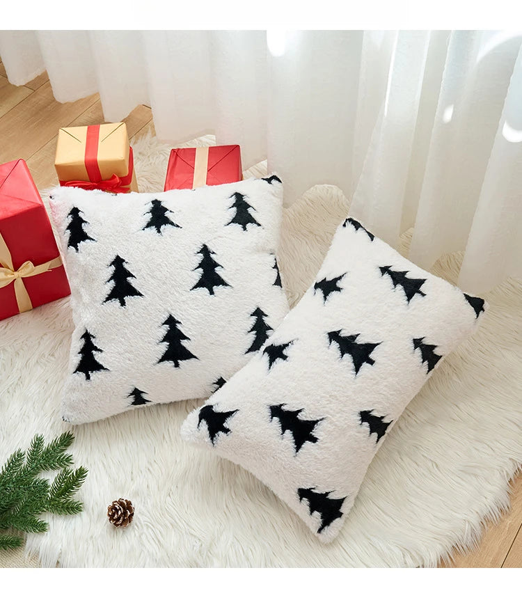 Plush Fir Trees Christmas Cushion Cover
