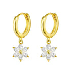 Festive Flower Christmas Earrings - Gold