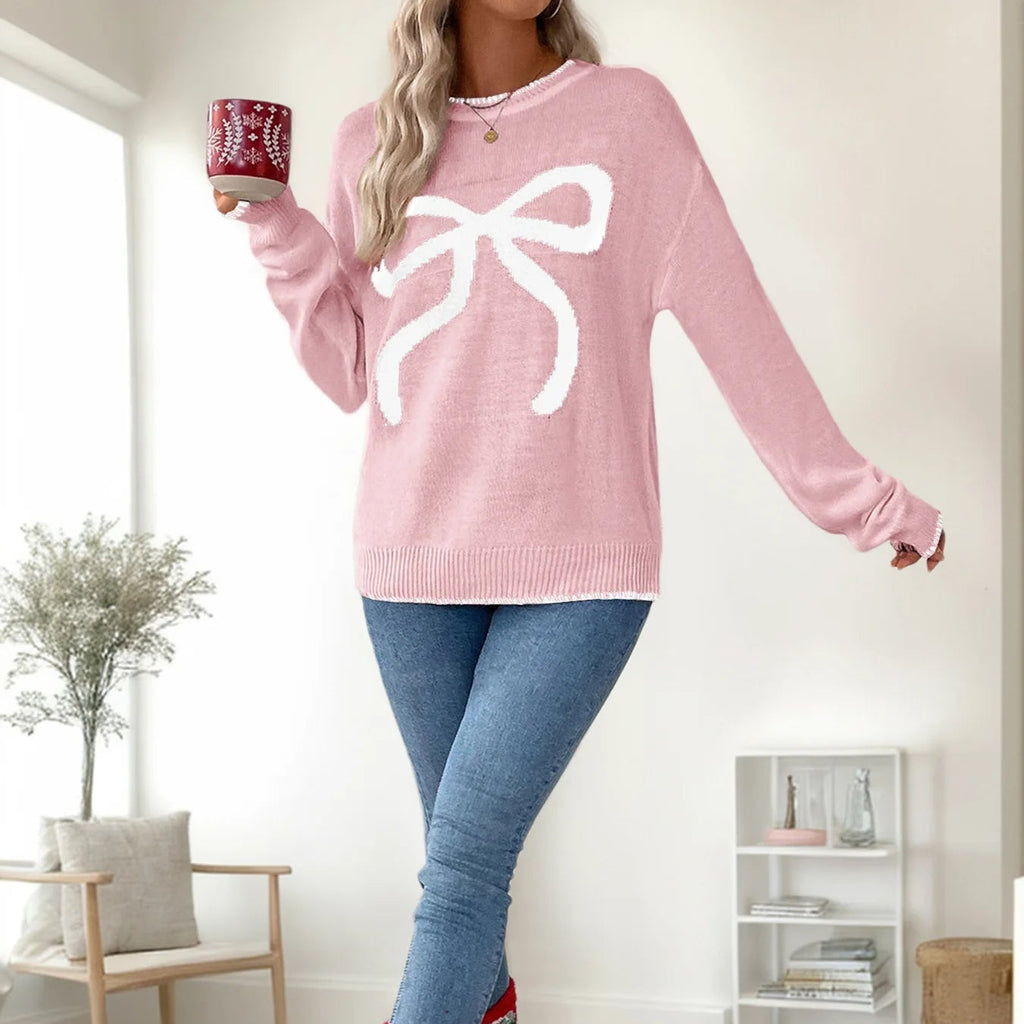 Big Bow Women's Christmas Jumper - Pink