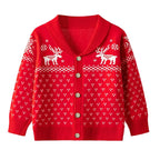Fair Isle Kids' Cardigan - Red