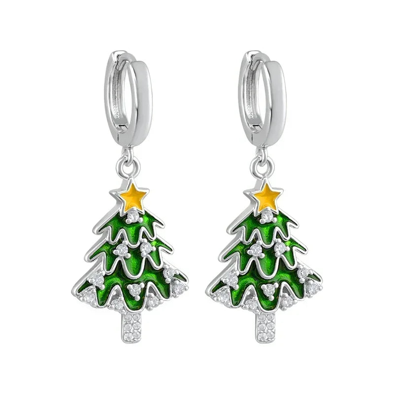 Christmas Tree Sterling Silver Christmas Earrings