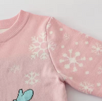 Smiling Snowman - Pink Kids Christmas Jumper