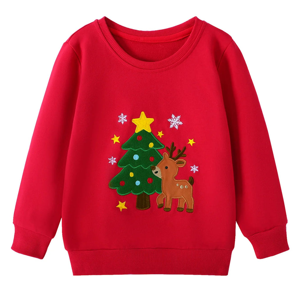 Rudolf By The Tree Kids' Christmas Jumper