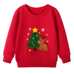 Rudolf By The Tree Kids' Christmas Jumper