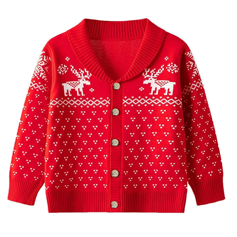 Fair Isle Kids' Cardigan - Red