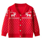 Fair Isle Kids' Cardigan - Red