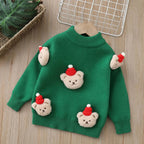 3D Festive Teddy Kids Christmas Jumper - Ivory