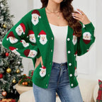 Santa Faces Women's Christmas Cardigan