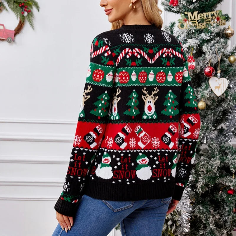 Let It Snow Busy Print Christmas Cardigan