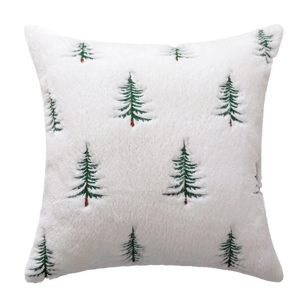 Plush Fir Trees Christmas Cushion Cover