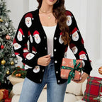 Santa Faces Women's Christmas Cardigan