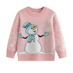 Pink sweater with a snowman design on a white background