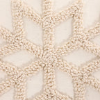 Close-up of a textured beige fabric with a geometric pattern